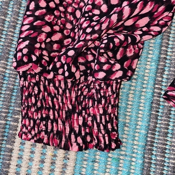 Bar III Dotted Whimsy Print Low Back Ruffled Top - Picture 4 of 8